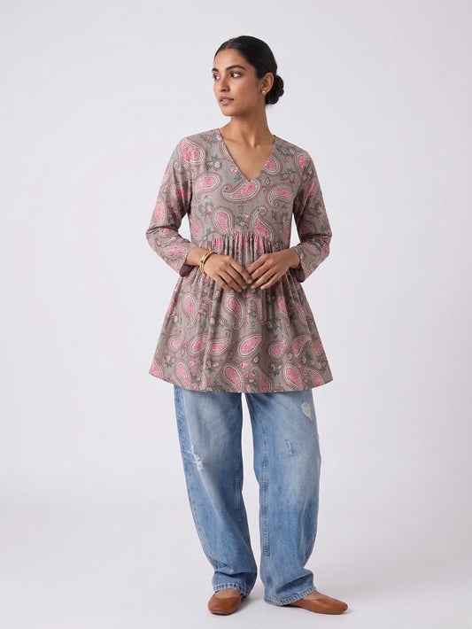 Crimson Blossom Peplum Tunic