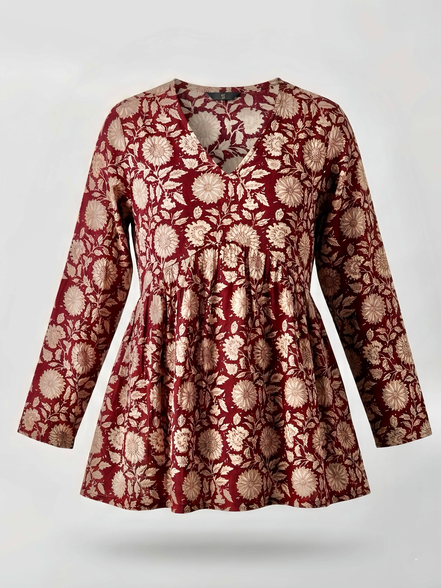 Royal Maroon Floral Flare Kurti