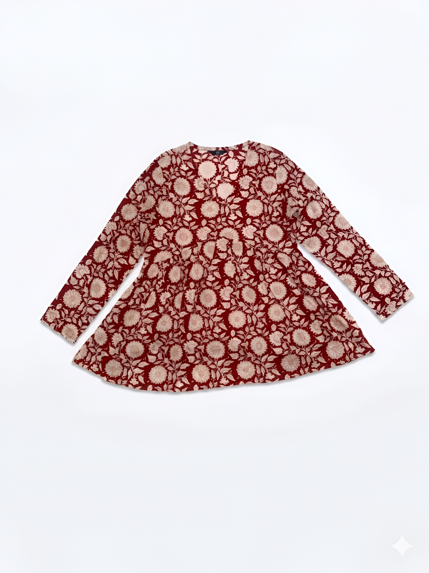 Royal Maroon Floral Flare Kurti