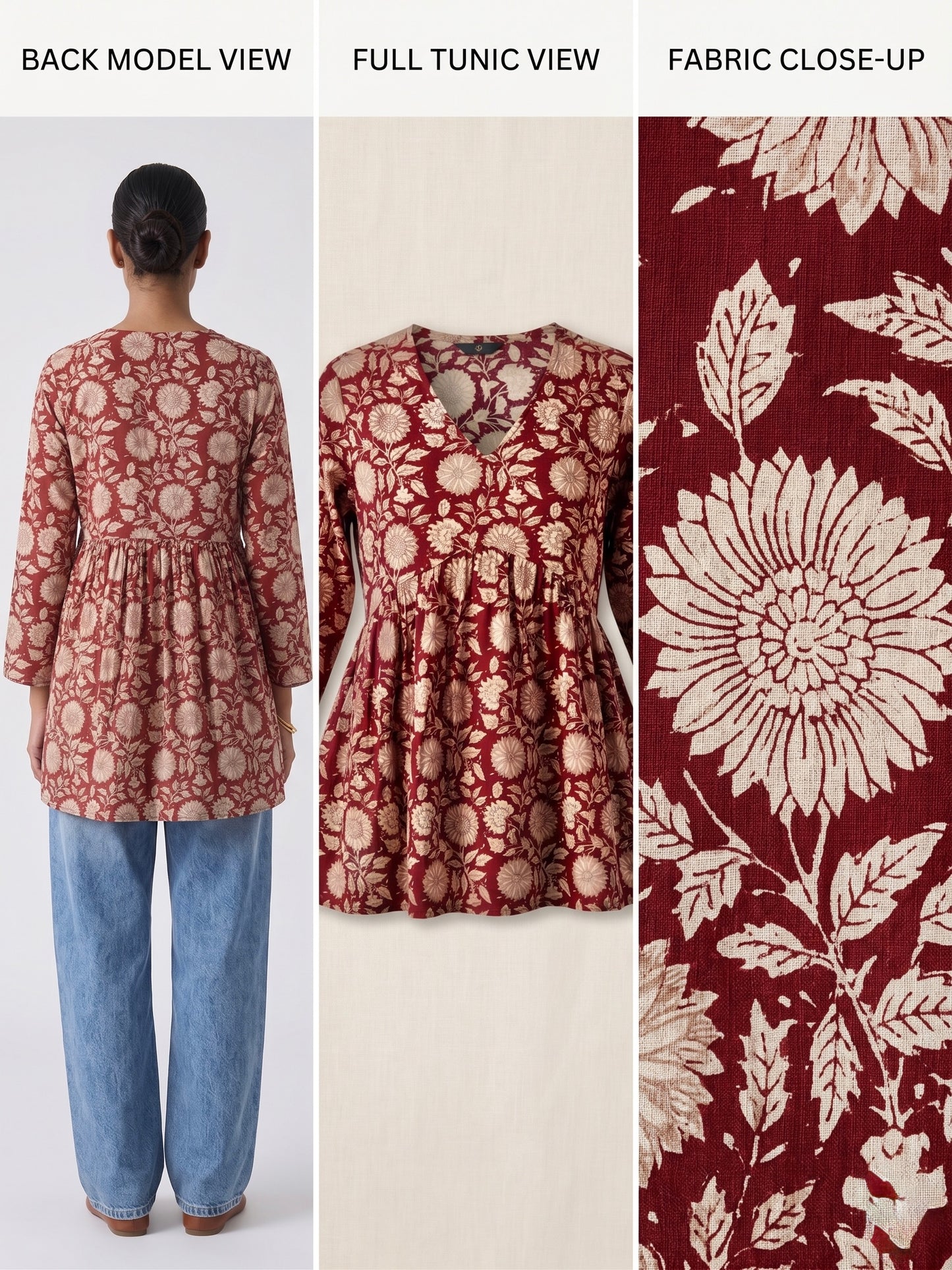 Royal Maroon Floral Flare Kurti